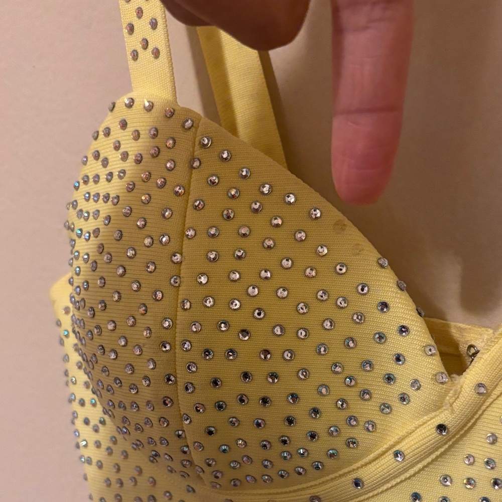 Fashion Nova Yellow Embellished Mini Dress - Picture 2 of 5